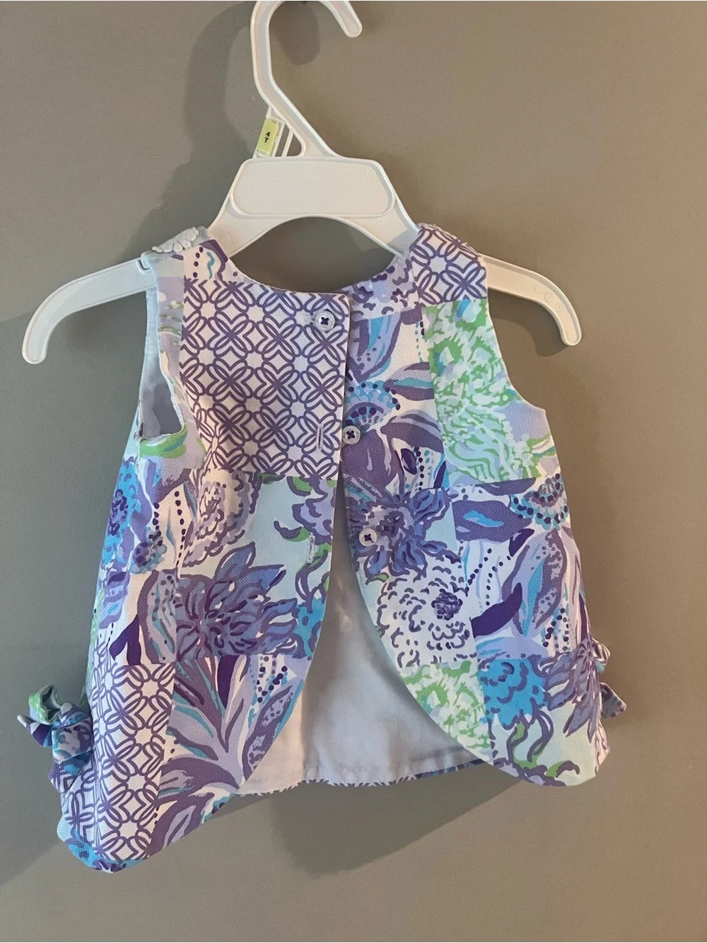 Lilly Pulitzer Baby Shift Dress Patchwork Floral in Purple, Blue and Green